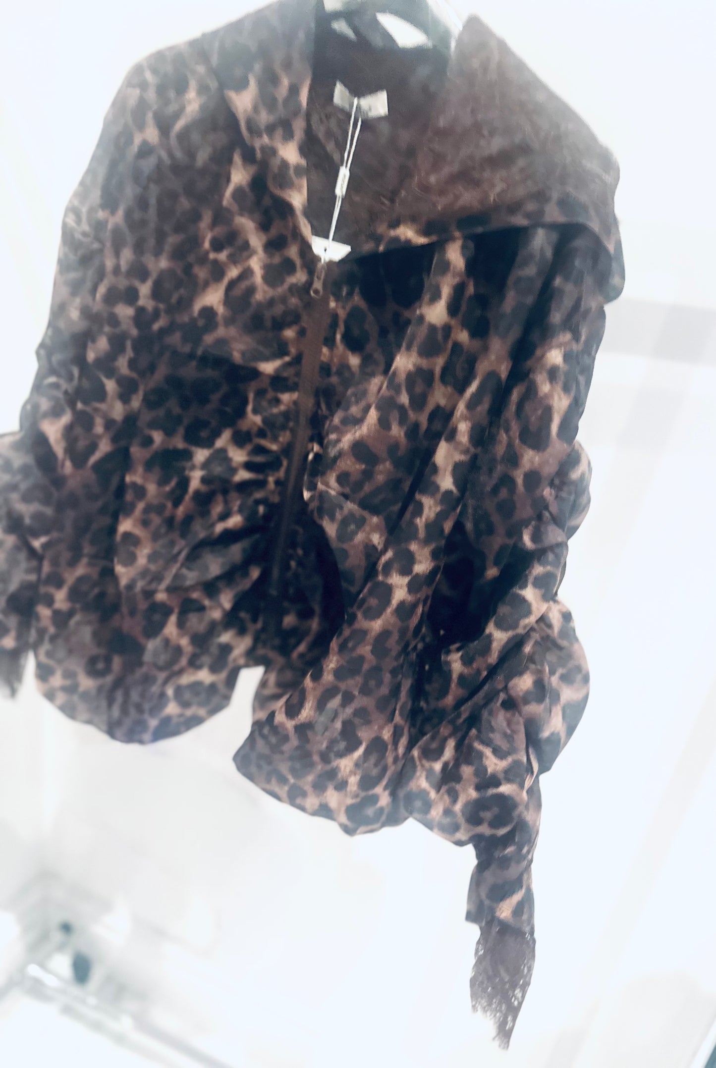 ARABELLA Leopard & Lace Zip Jacket