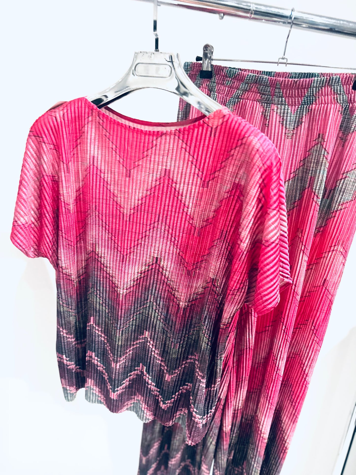 JIANNA Cerise Pink Zig Zag Printed Co-Ord