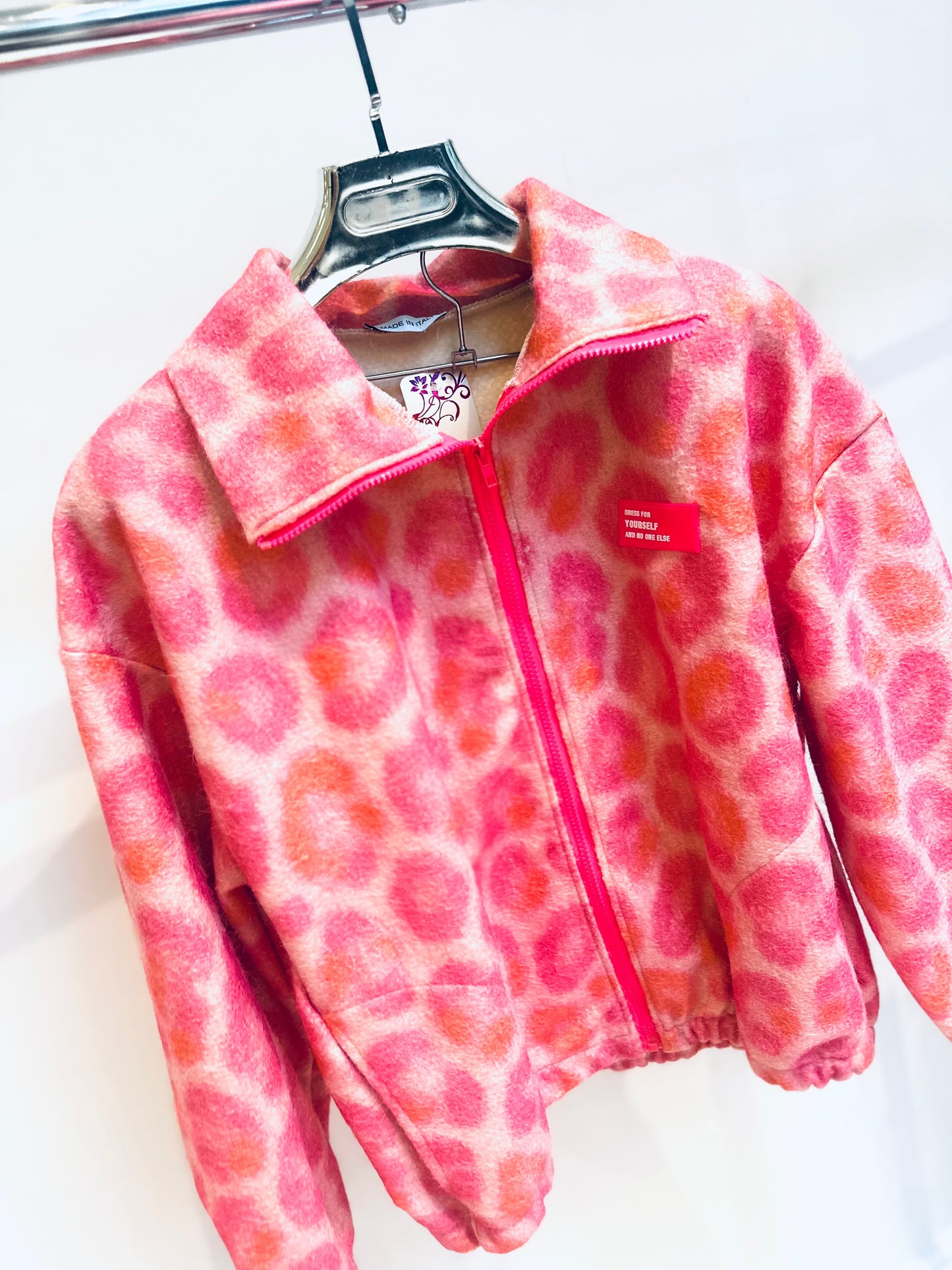 KEZIAH Pink Leopard Print Contrast Zip Jacket