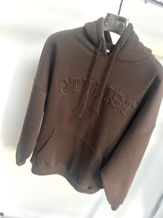 STYLIST Brown Embossed Hoodie