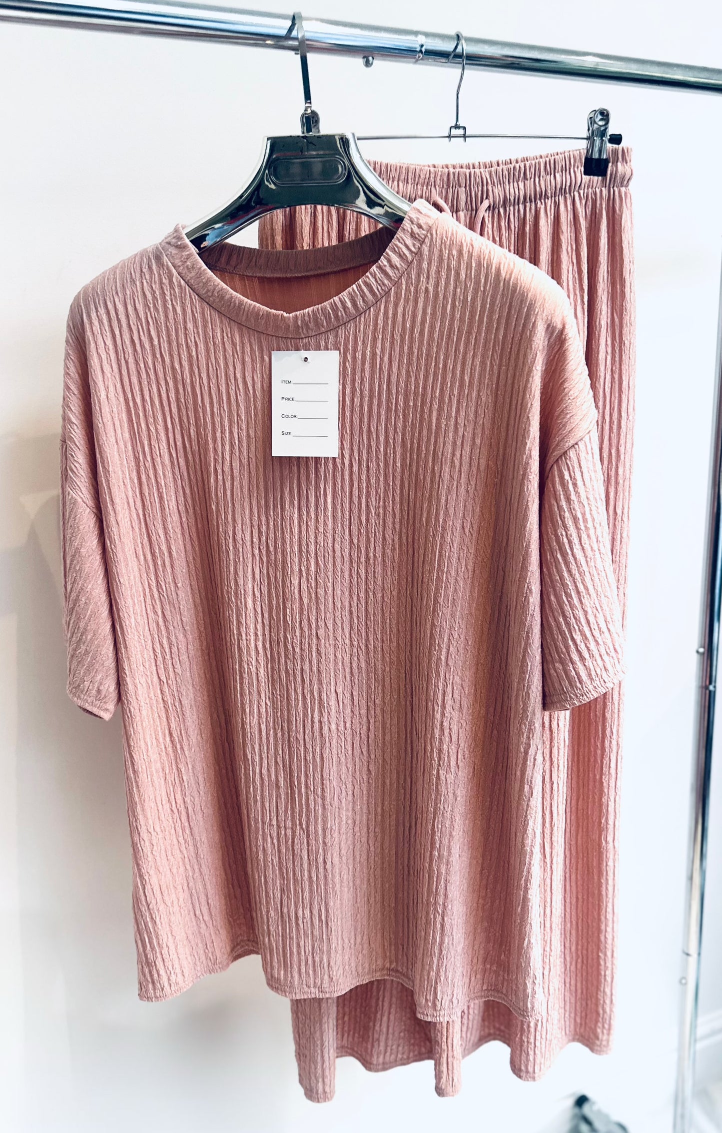 FABLE Pink Textured TShirt & Trousers Co-Ord