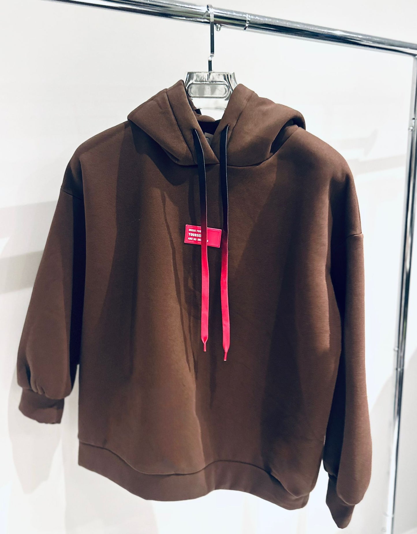 AYANA Brown Hoodie with Pink Ombre Detail Laces