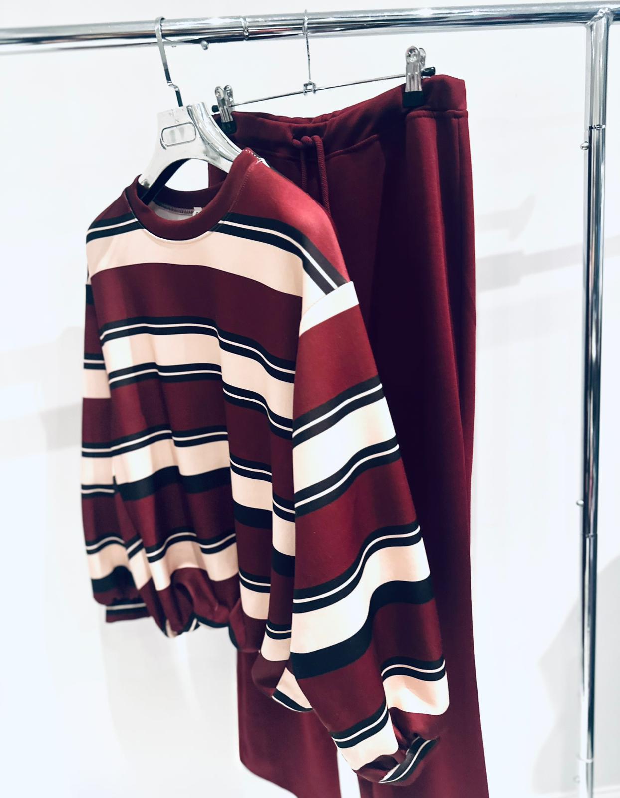 ZADIE Burgundy Striped Jumper & Flared Pants