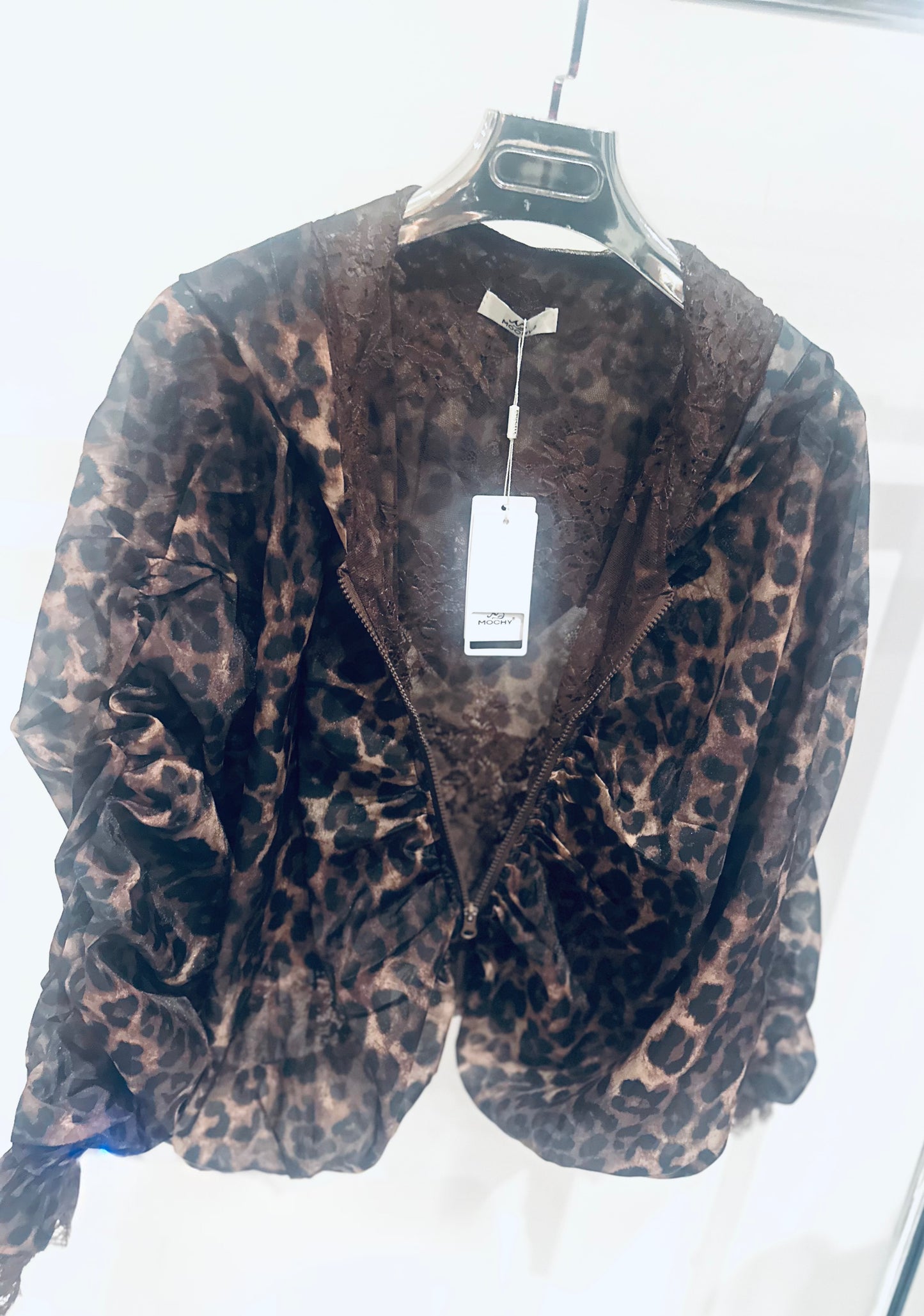 ARABELLA Leopard & Lace Zip Jacket