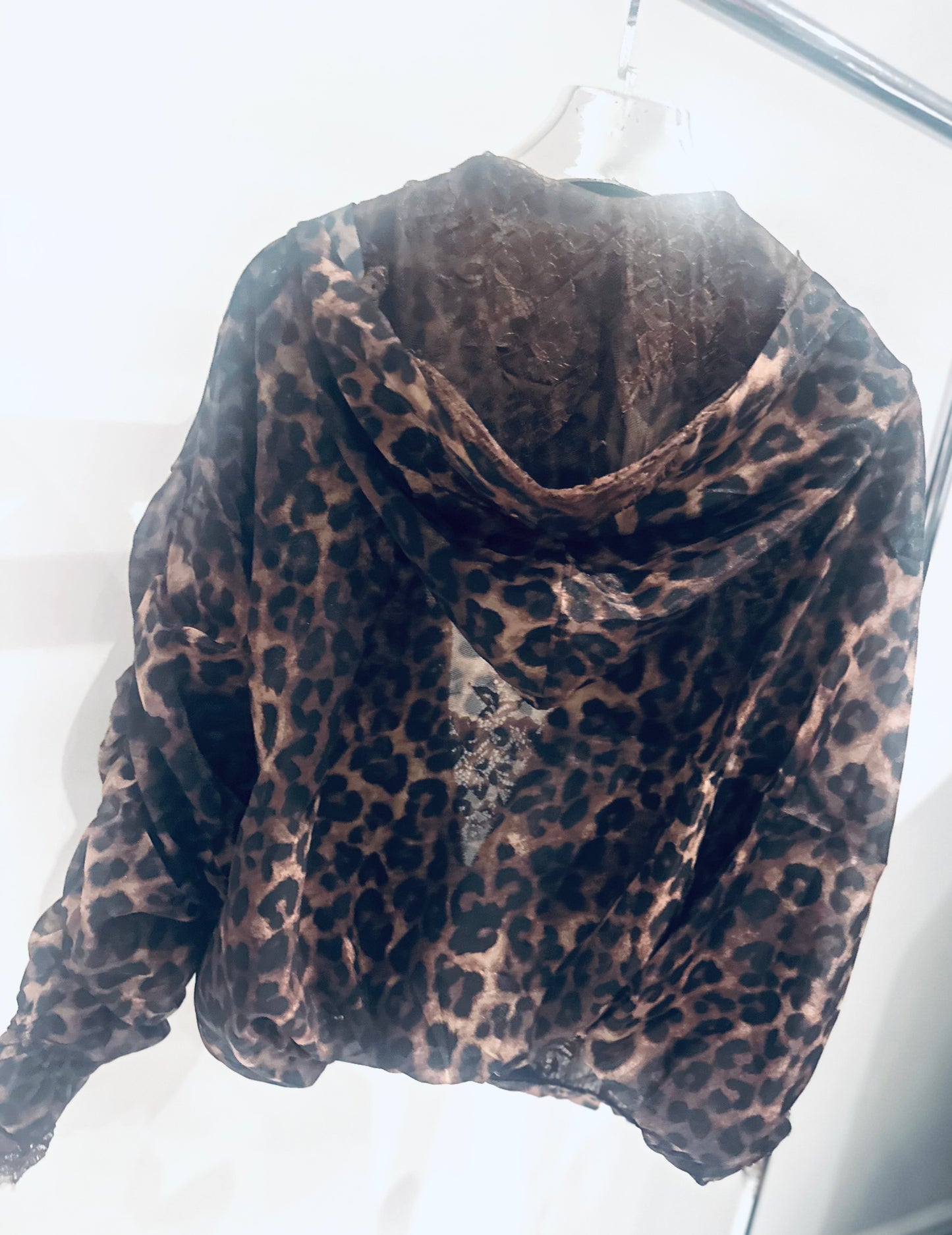 ARABELLA Leopard & Lace Zip Jacket