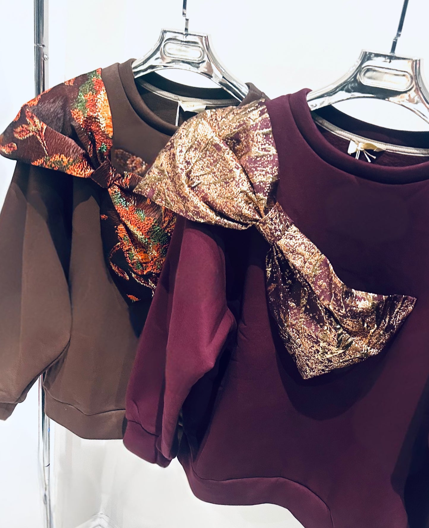 FAELYN Brown Bow Detail Jumper