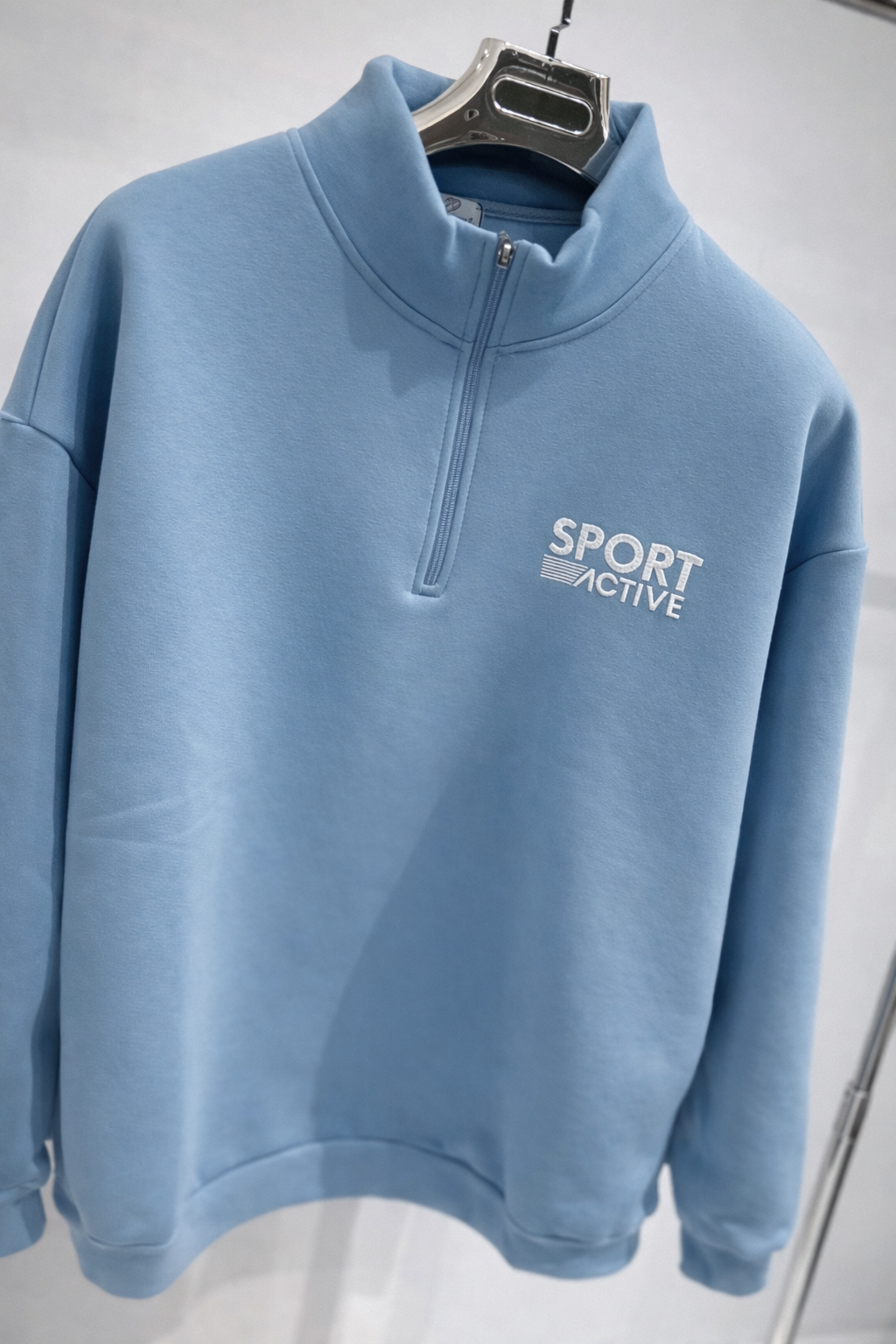 EMIA Blue Half Zip Oversized Sweater