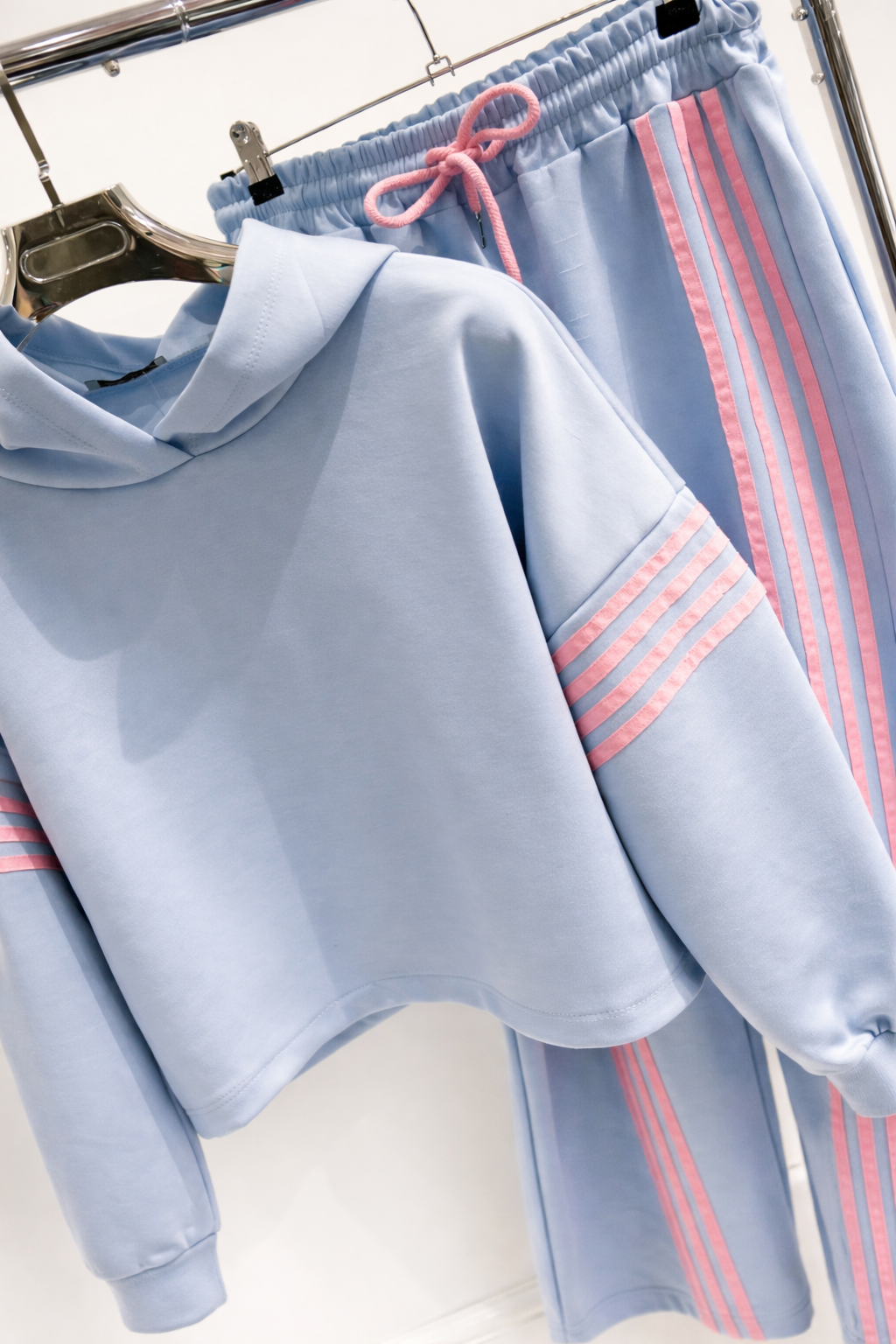 INAYA Blue Hoodie & Trousers Contrast Stripe Lounge Set
