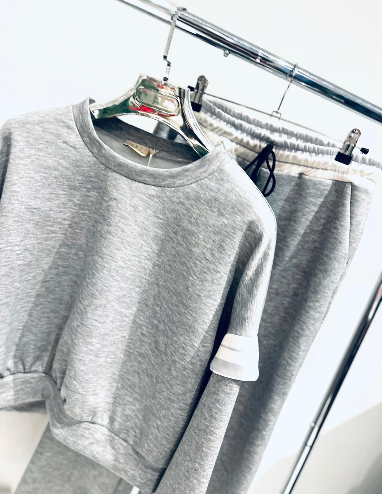 LUELLA Grey Stripe Detail Top & Joggers Tracksuit