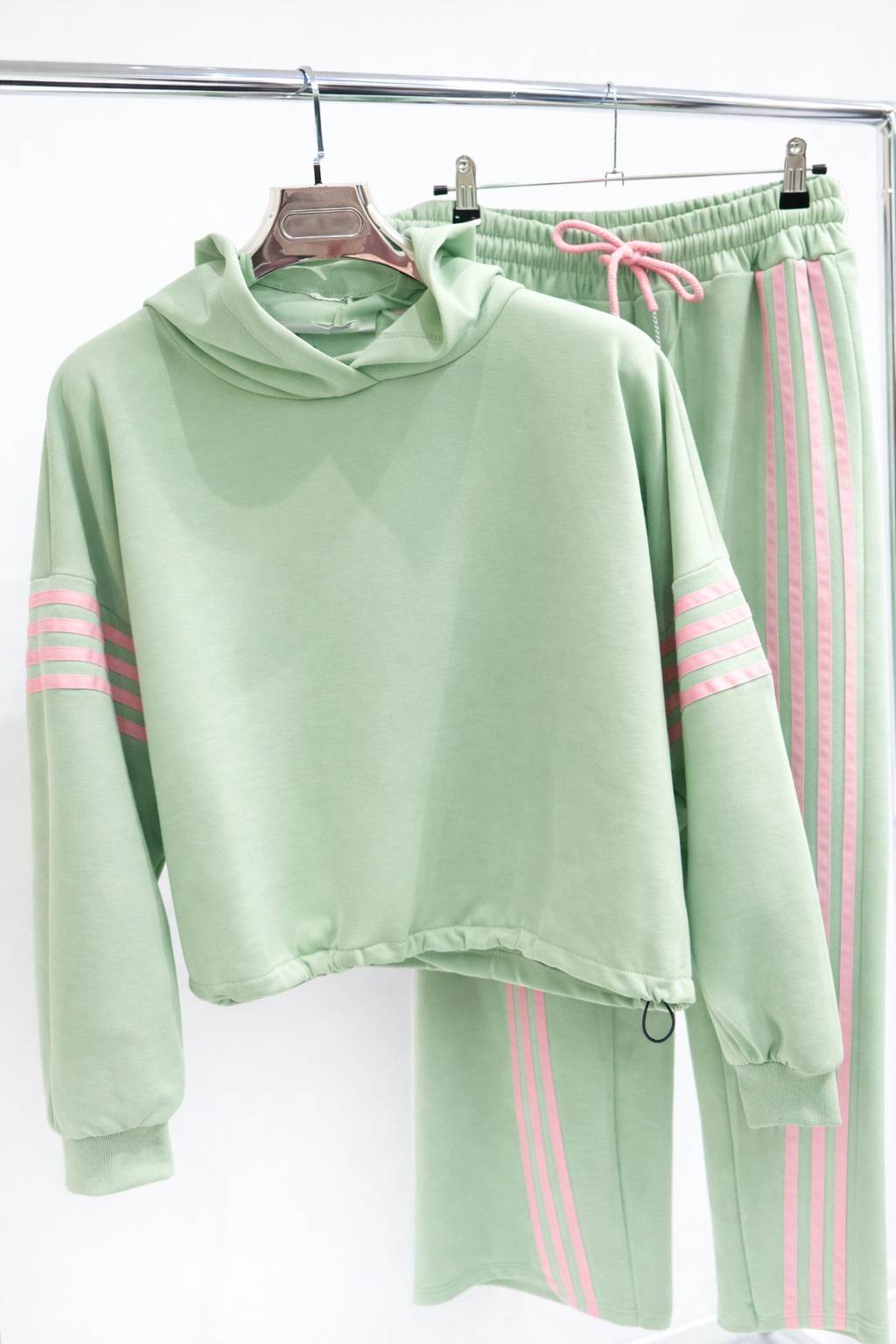 INAYA Mint Hoodie & Trousers Contrast Stripe Lounge Set