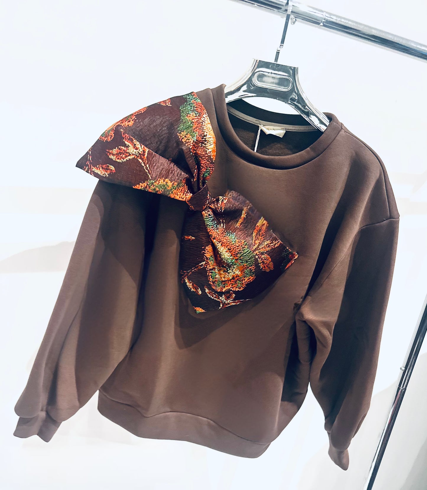 FAELYN Brown Bow Detail Jumper