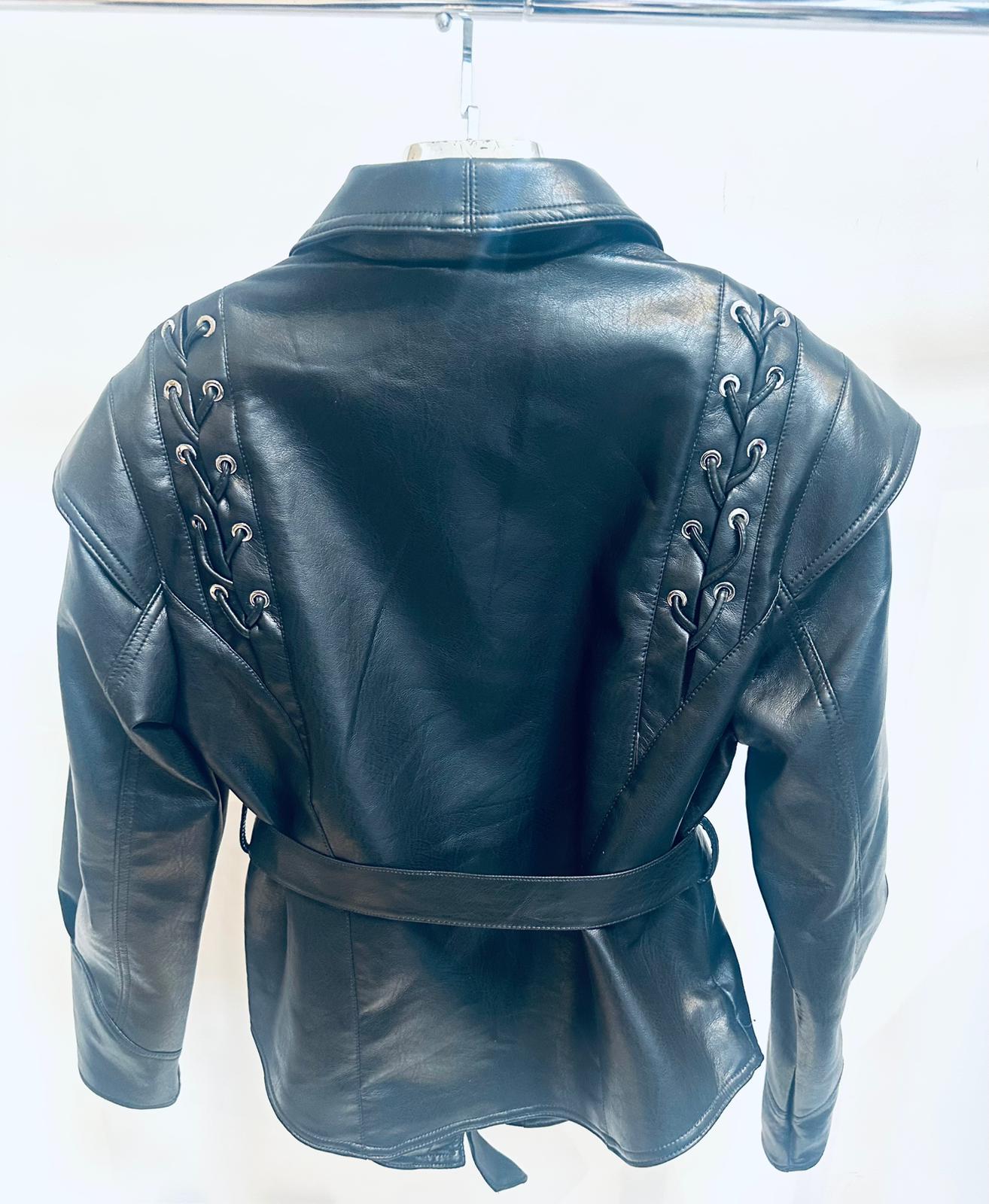AGNETHA Black Faux Leather Jacket