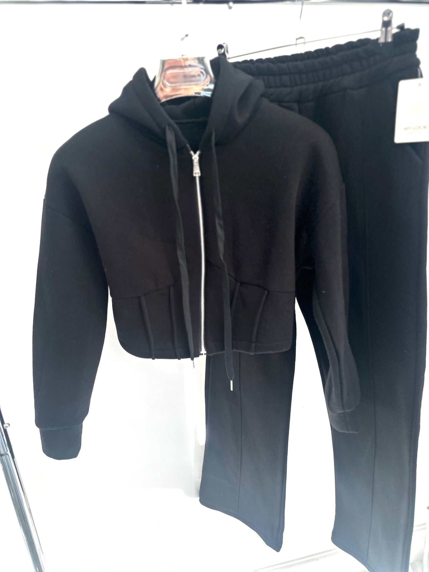BRIELLE Black Corset Style Jacket & Joggers Tracksuit
