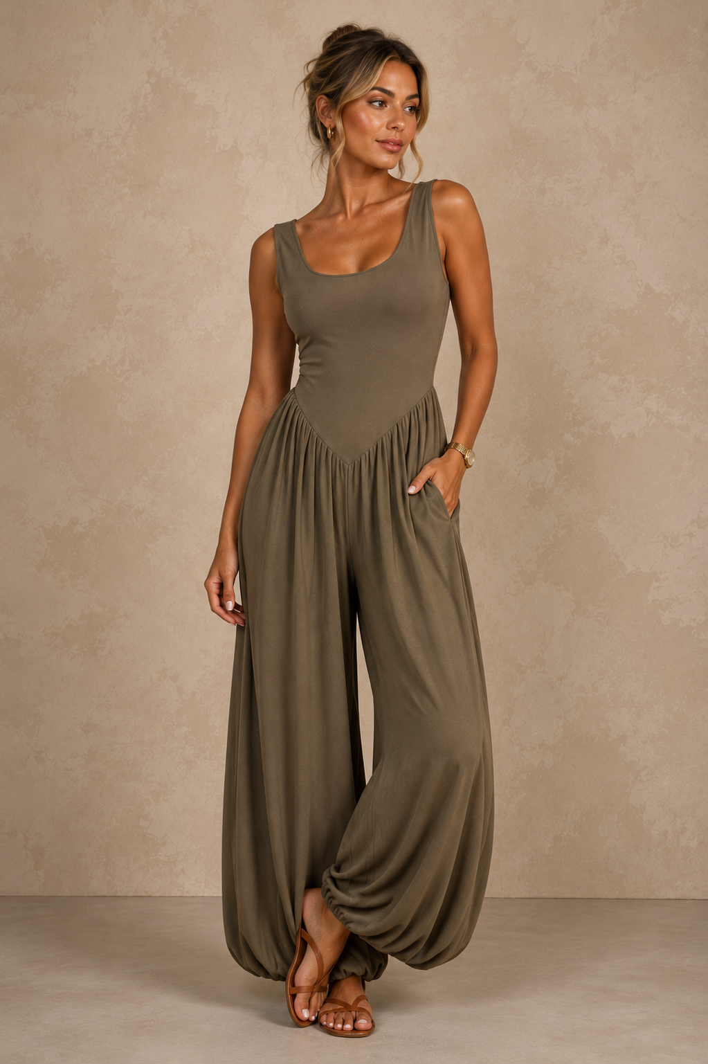 YARA Khaki Bodice Jumpsuit