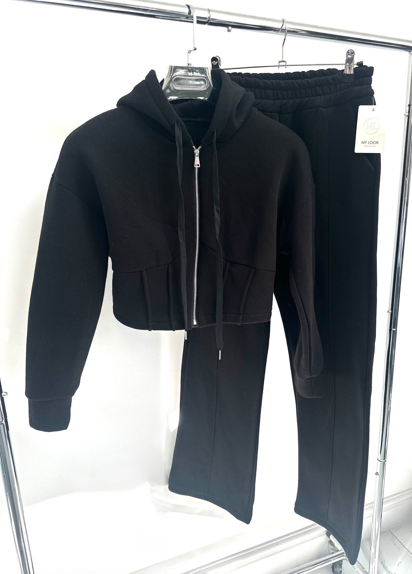 BRIELLE Black Corset Style Jacket & Joggers Tracksuit