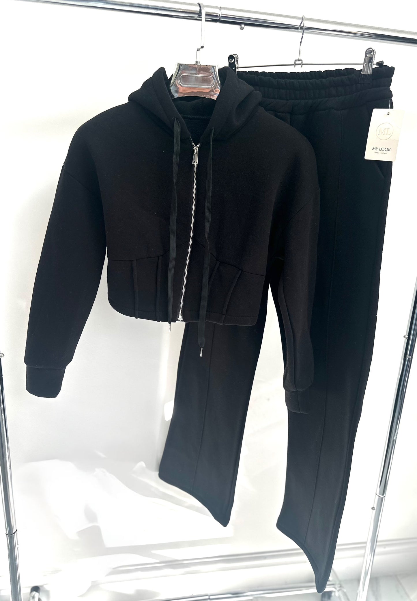 BRIELLE Black Corset Style Jacket & Joggers Tracksuit