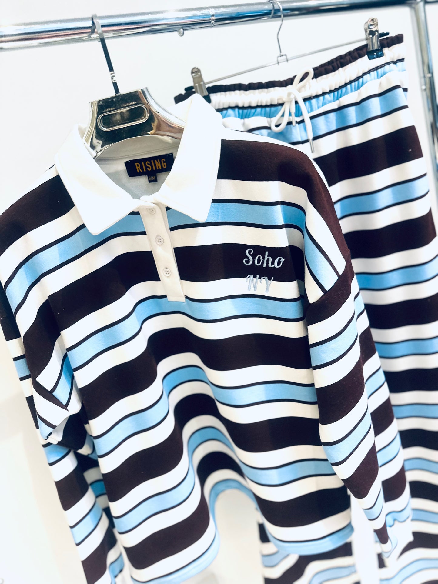 SOHO Brown Striped Rugby Jumper & Trousers Co-Ord