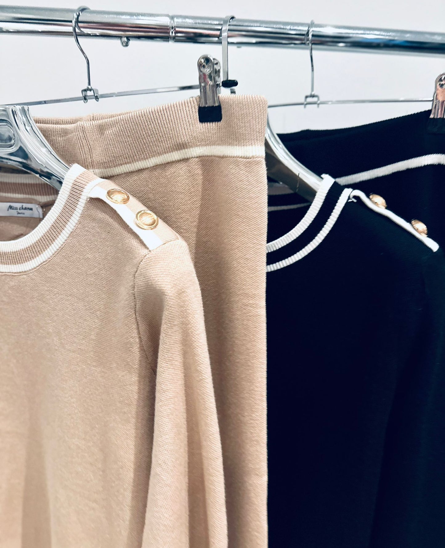 ZAHARA Black Knitted Top & Pants Co-Ord with Contrast Trim Detail