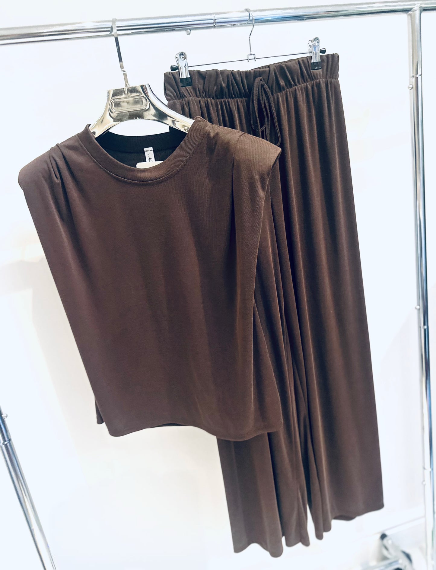 CECILY Brown Shoulder Pad Co-Ord