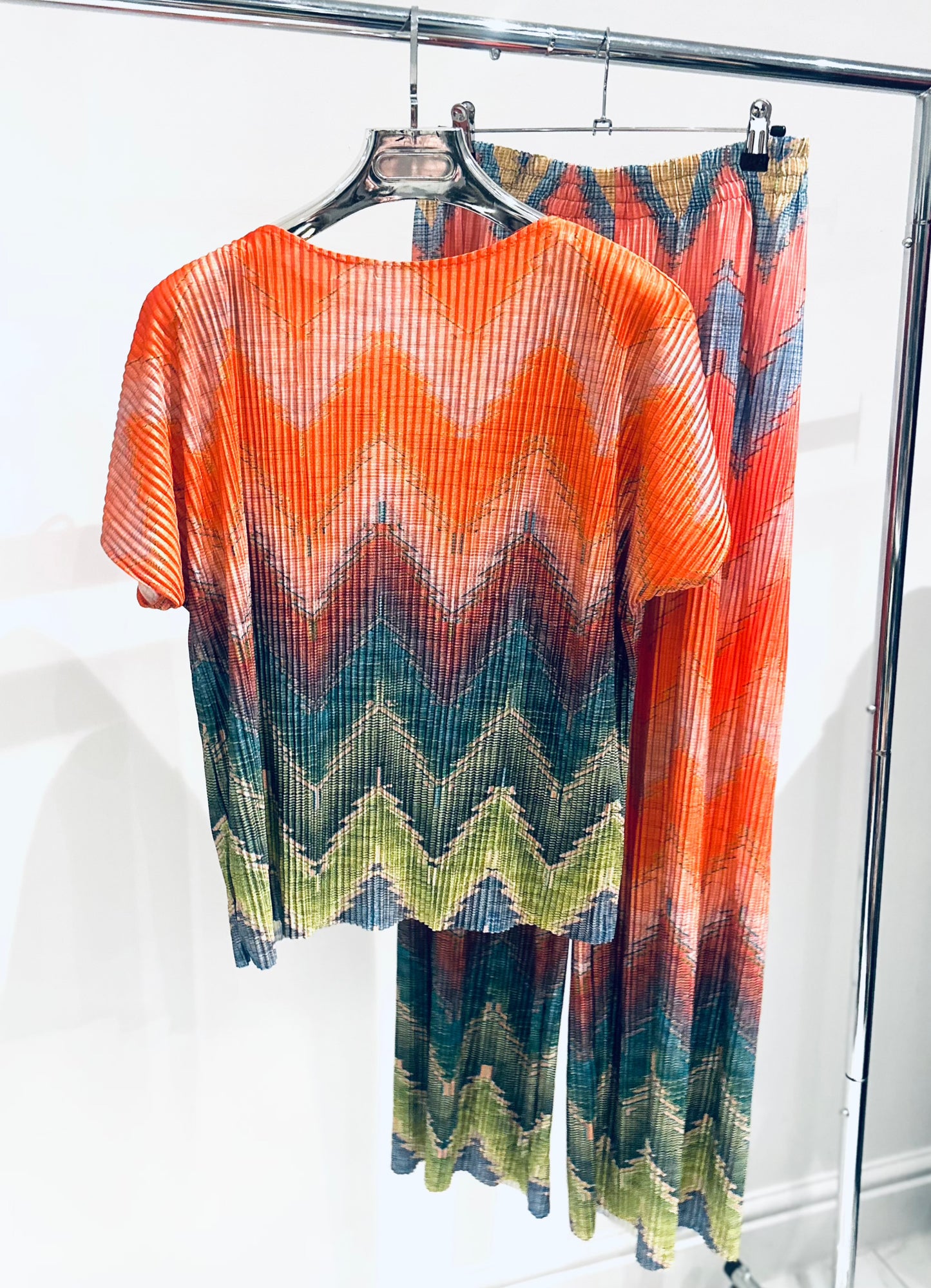 JIANNA Orange Zig Zag Printed Co-Ord