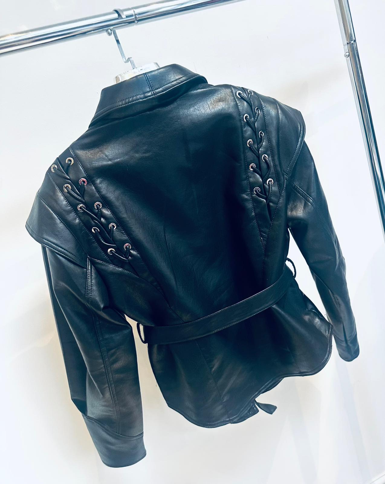 AGNETHA Black Faux Leather Jacket