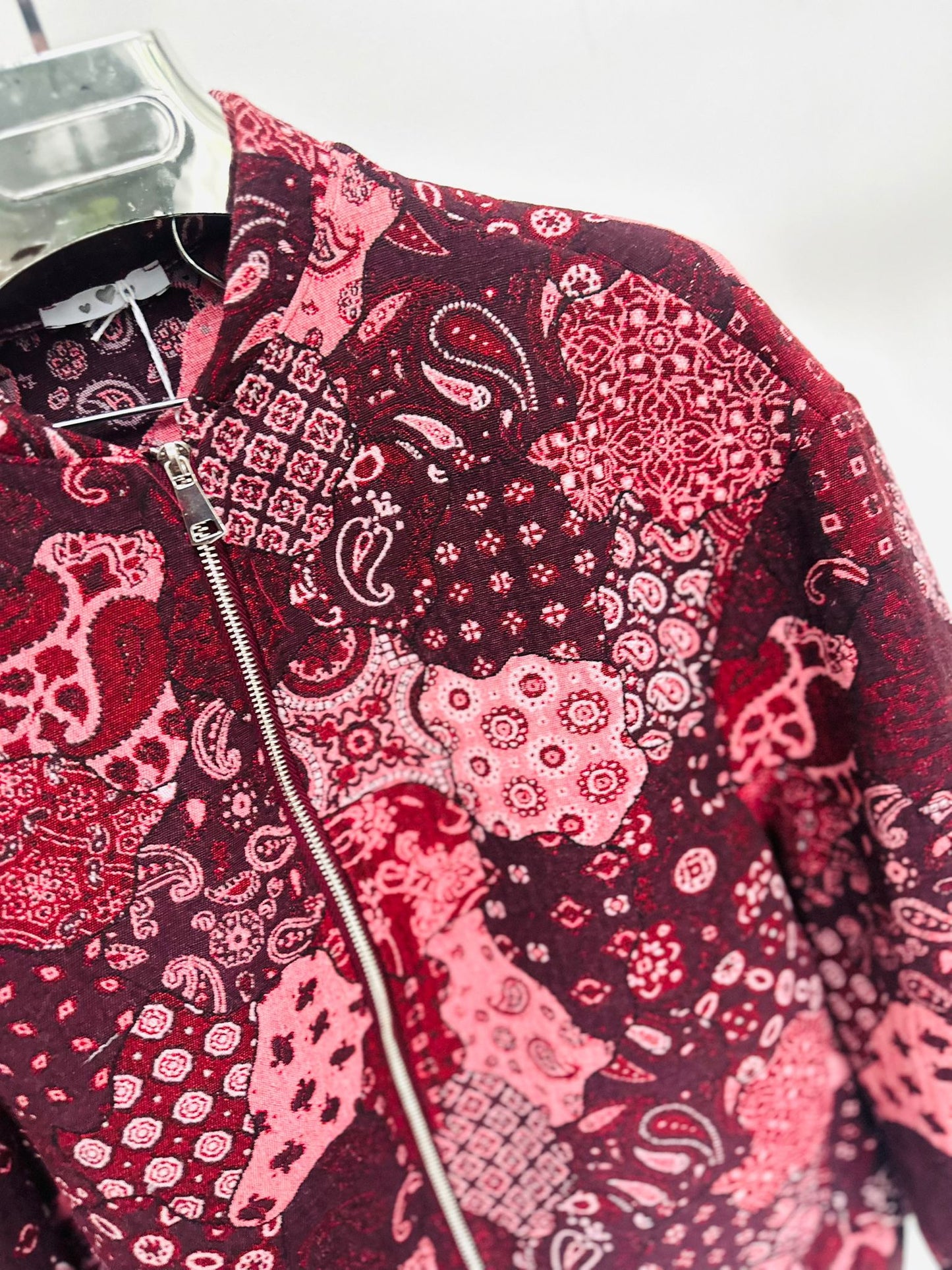 DAKOTA Burgundy Paisley Printed Bomber Style Jacket