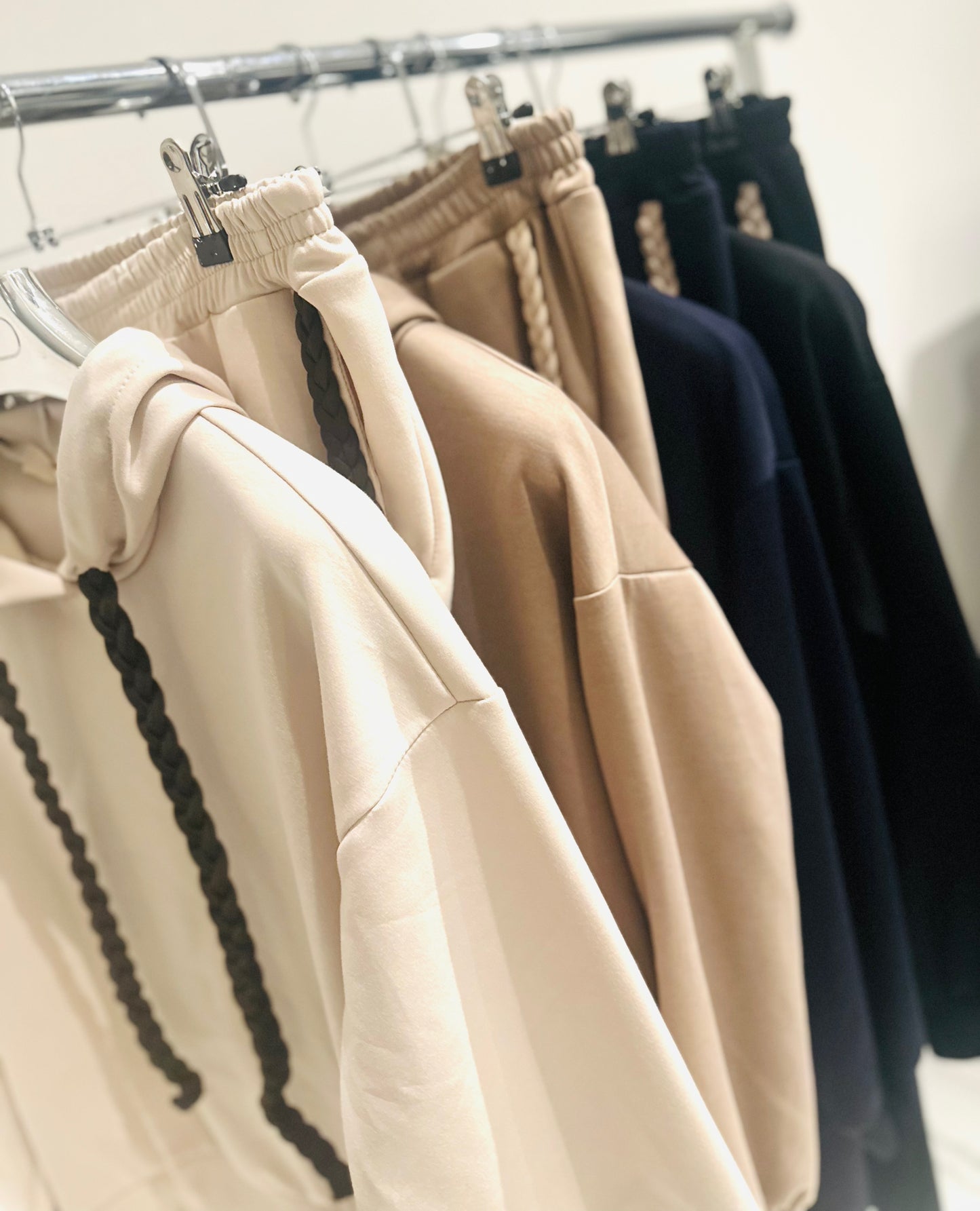 ORAZIA Beige Hoodie & Joggers with Braided Drawstring Detail