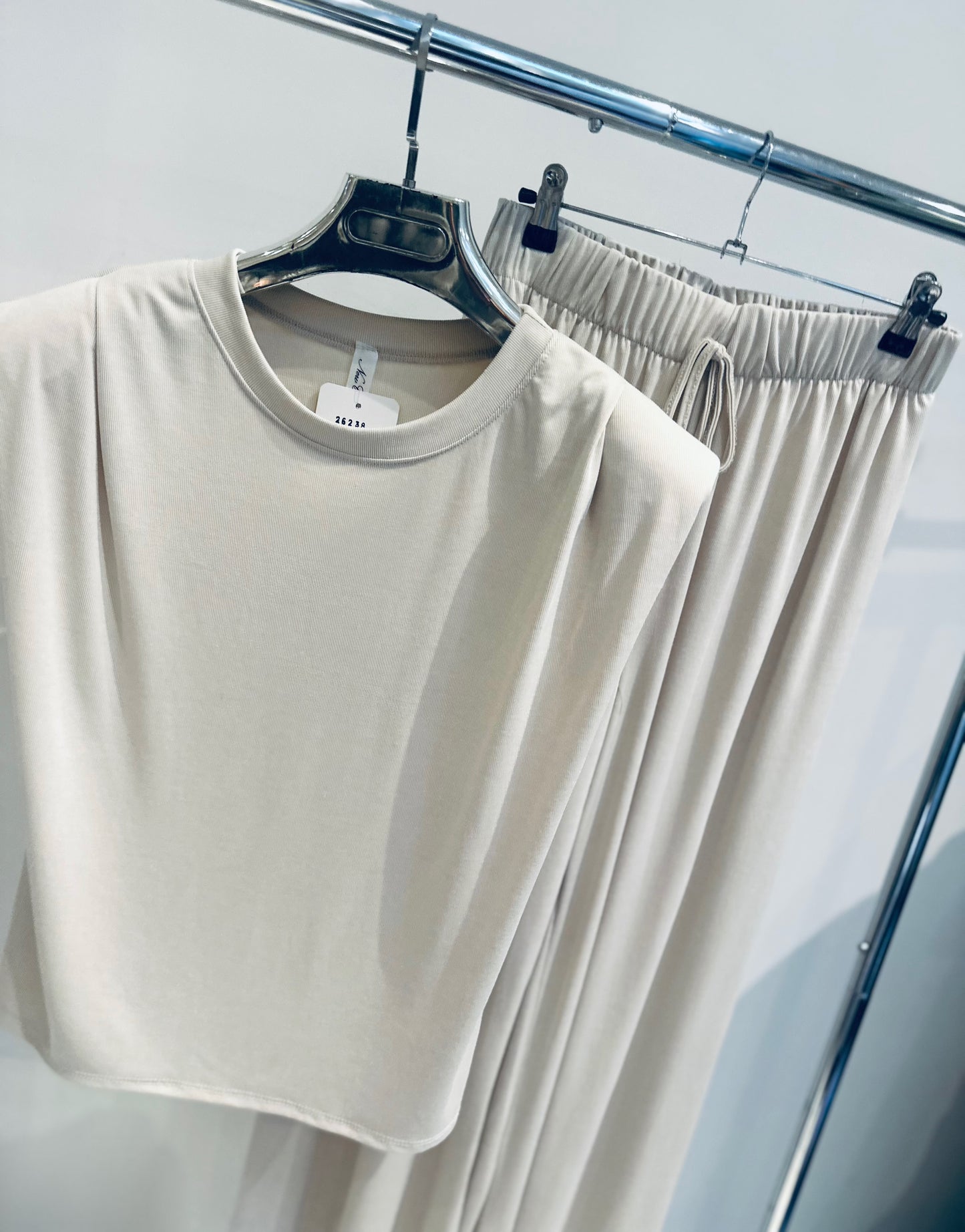 CECILY Beige Shoulder Pad Co-Ord