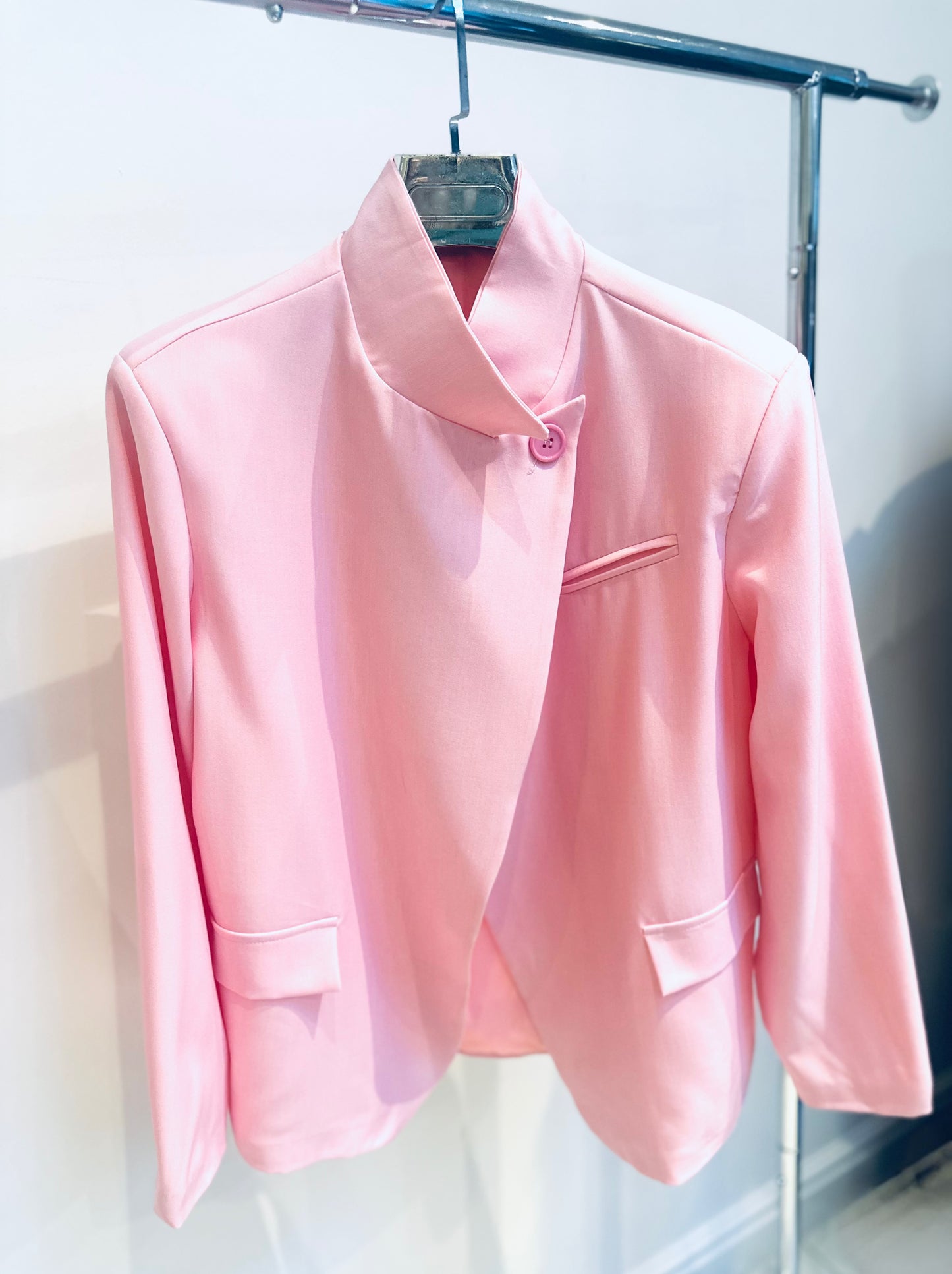 MAELIS Pink High Neck Blazer