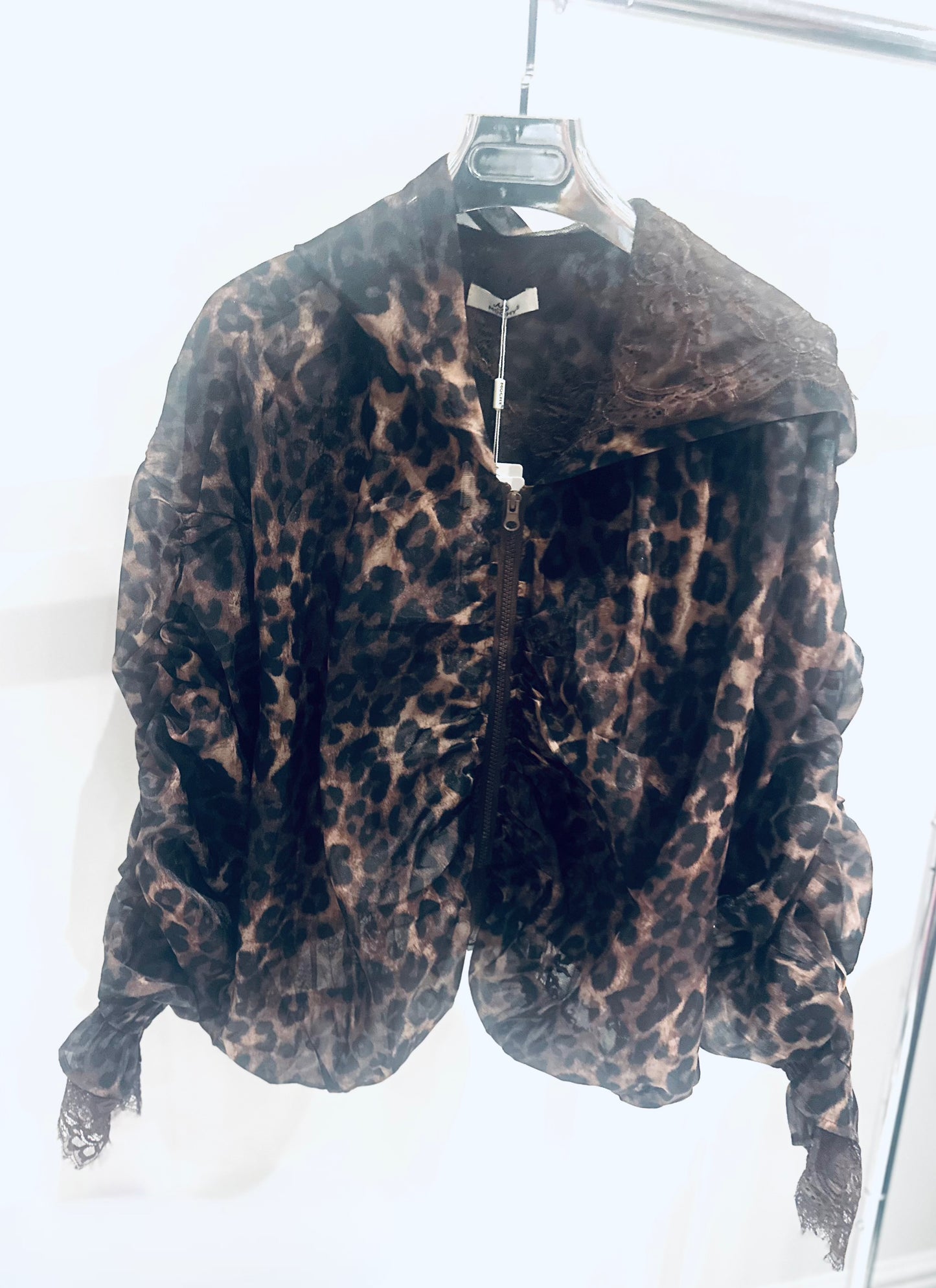 ARABELLA Leopard & Lace Zip Jacket