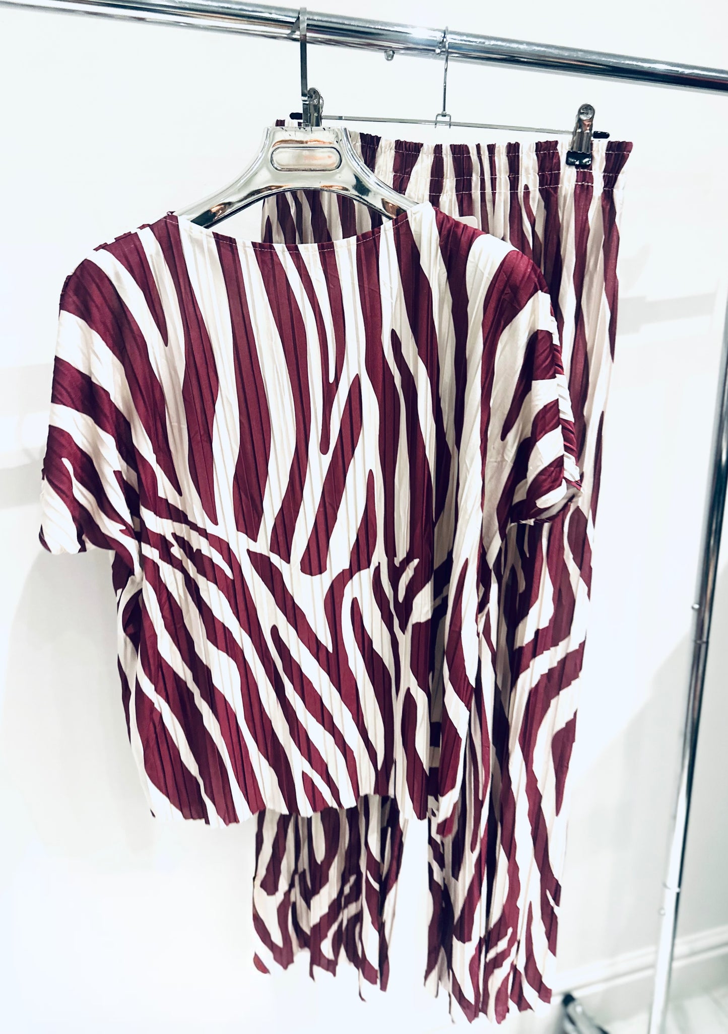 BELVIE Burgundy Zebra Print Co-Ord
