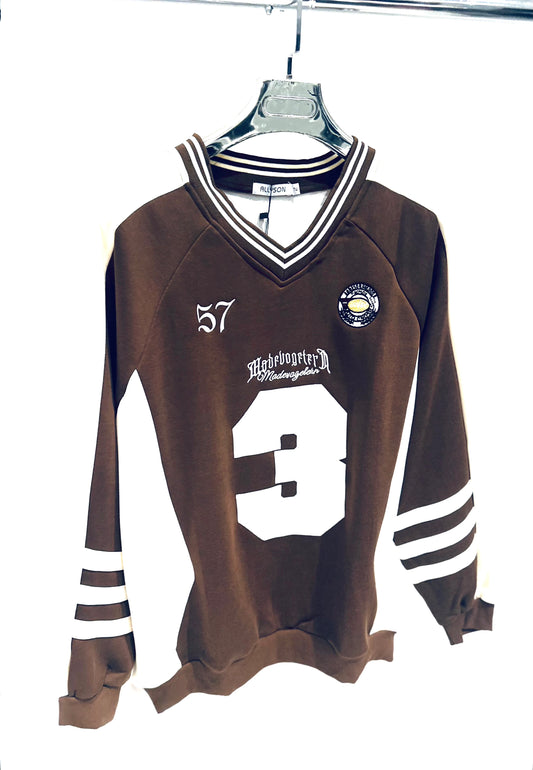 LIBERTY Brown Varsity Style Oversized Sweatshirt