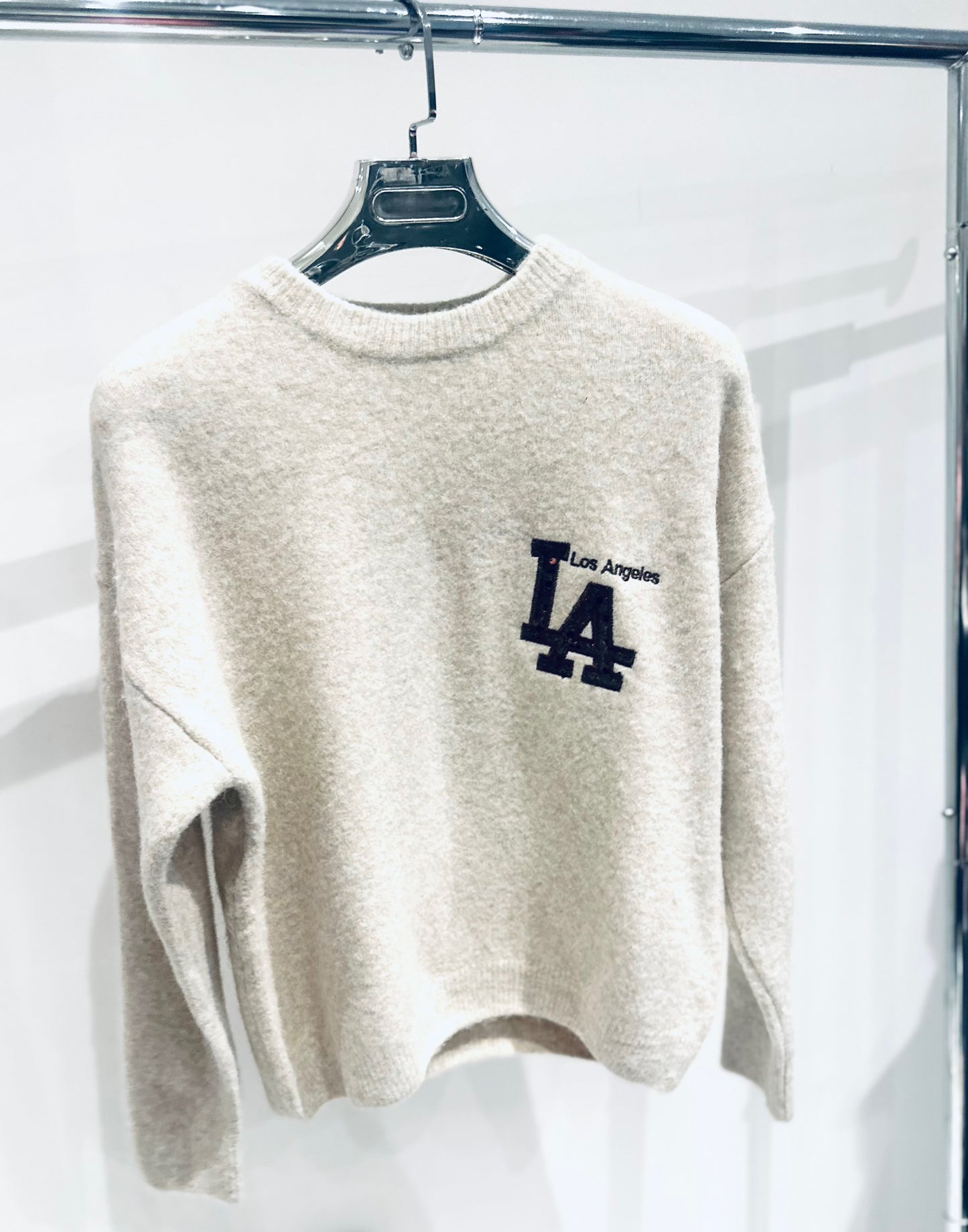 LEONI Beige Knitted Jumper with Sequin Embroidered Detailing