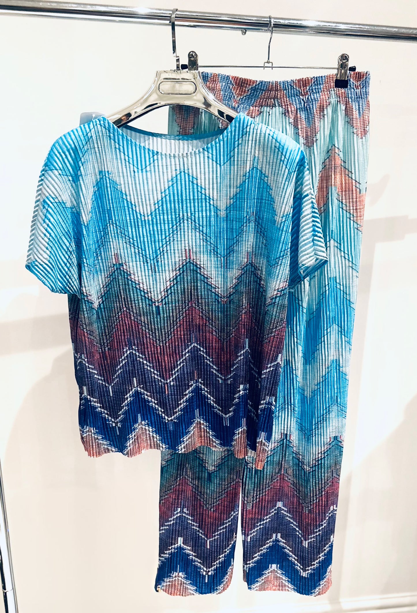 JIANNA Blue Zig Zag Printed Co-Ord