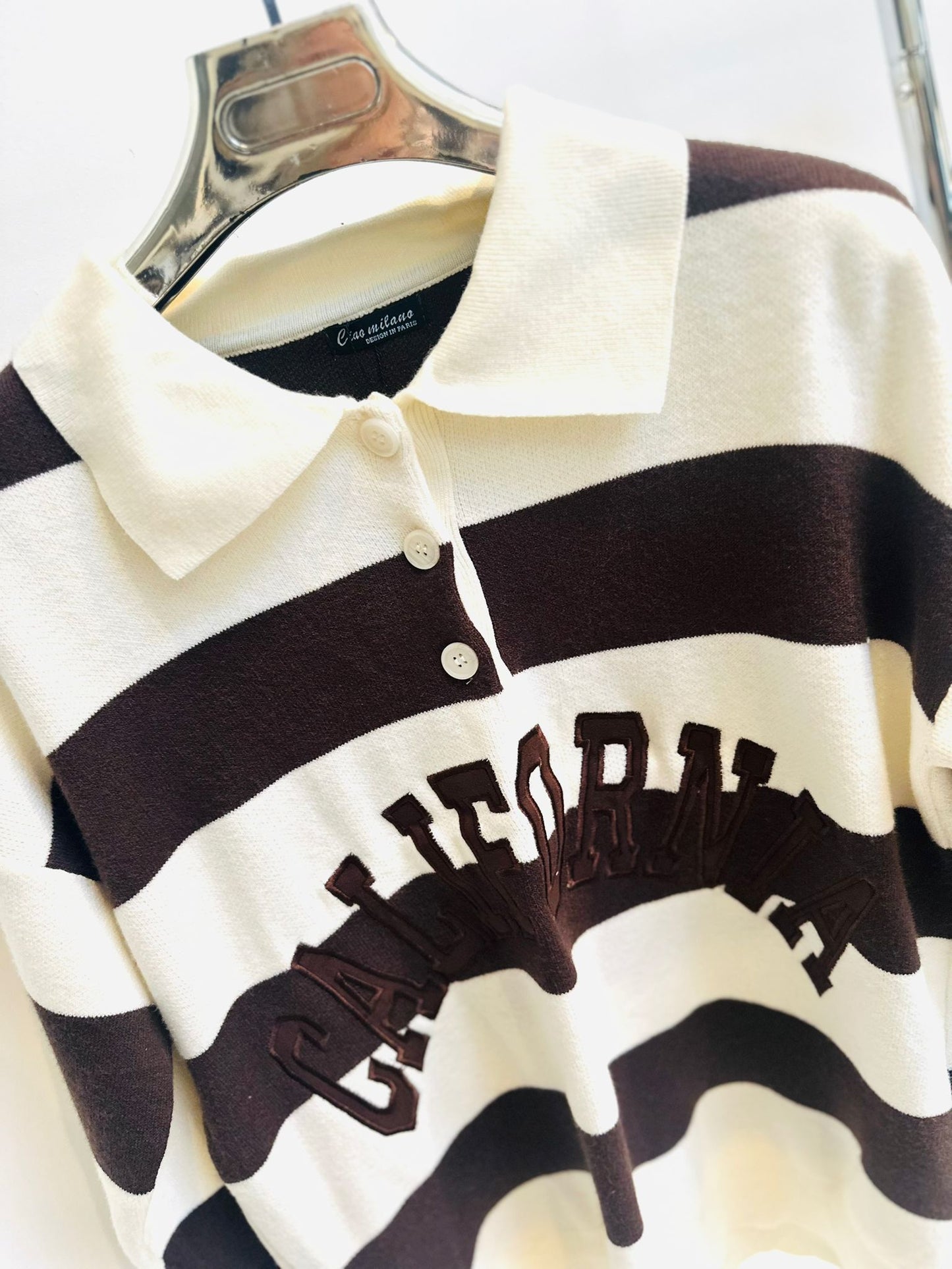 CALI Brown Striped Knitted Sweatshirt