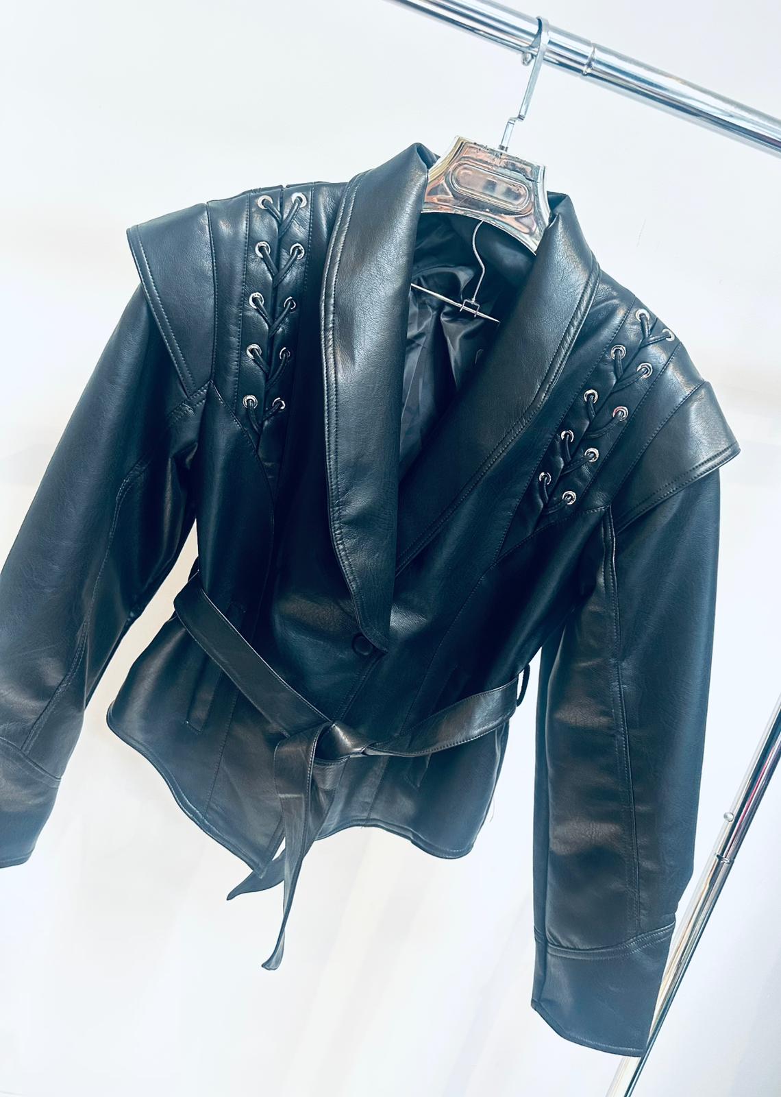 AGNETHA Black Faux Leather Jacket