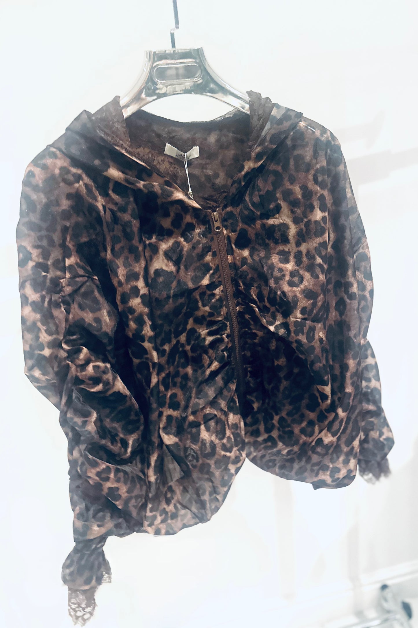 ARABELLA Leopard & Lace Zip Jacket