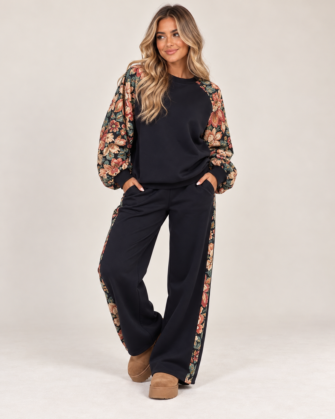 ROSELLA Navy Floral Sweater & Joggers Set