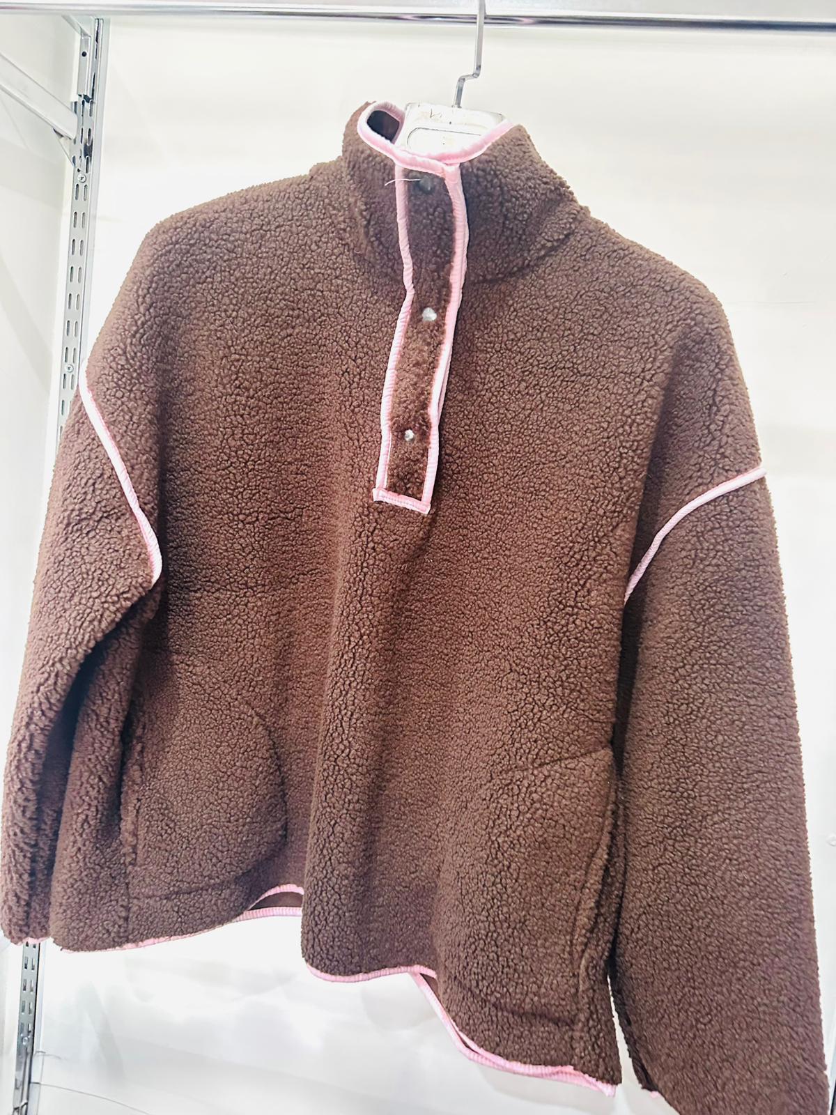 SERENA Brown & Pink Fleece Jumper