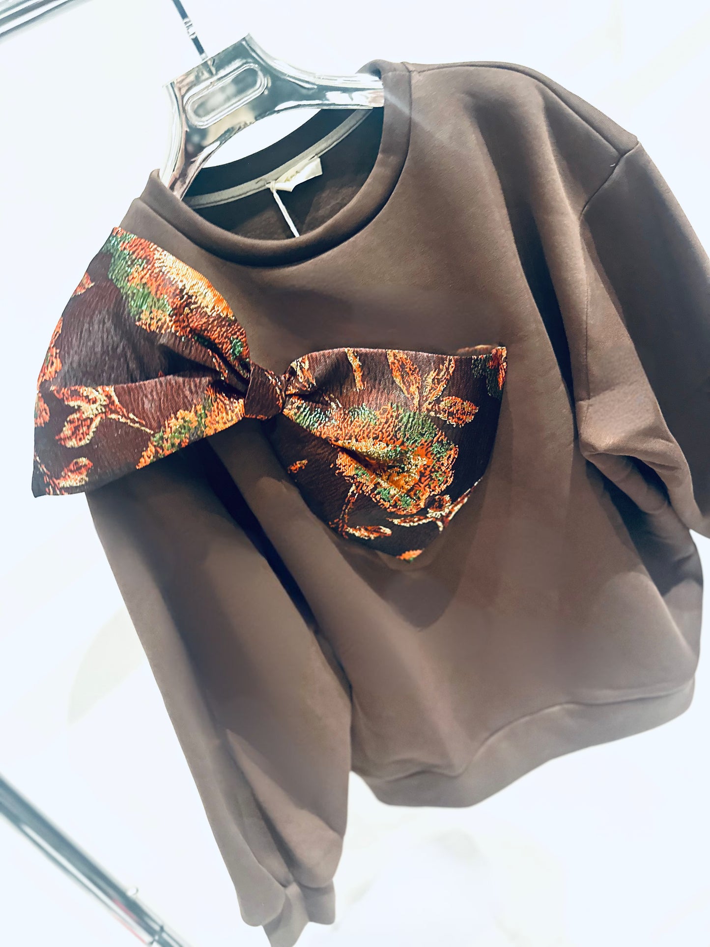 FAELYN Brown Bow Detail Jumper