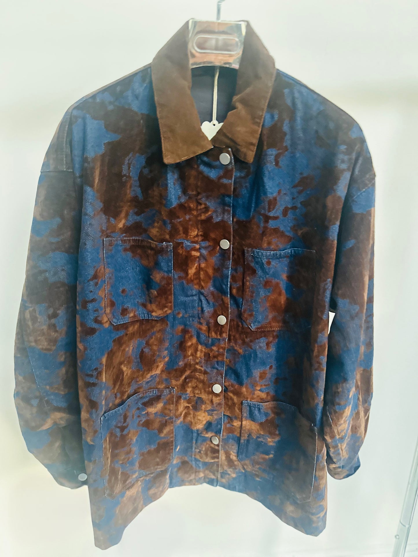 SHAZIA Blue & Brown Printed Oversized Jacket
