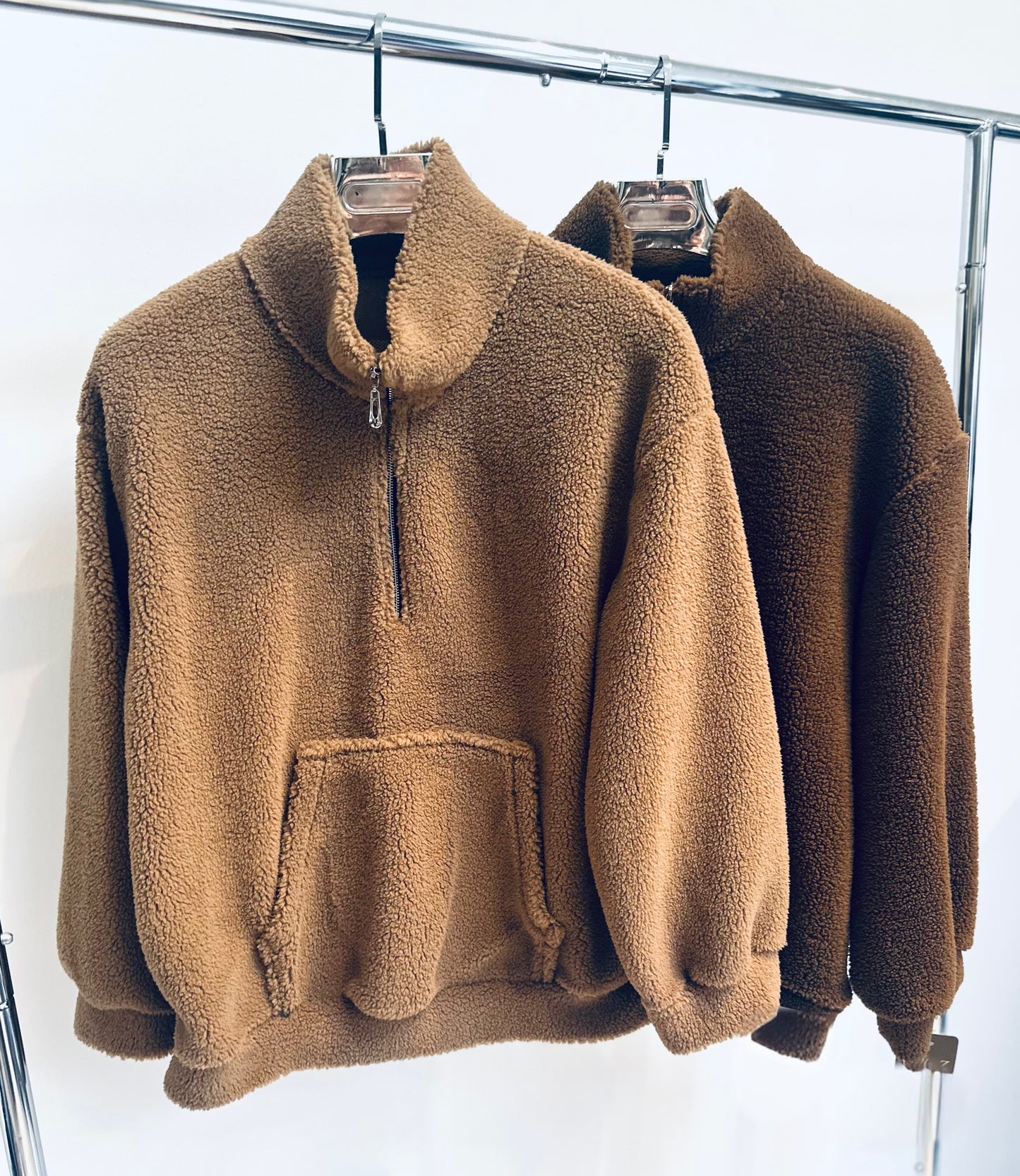 TAMARA Camel Half Zip Teddy Fleece