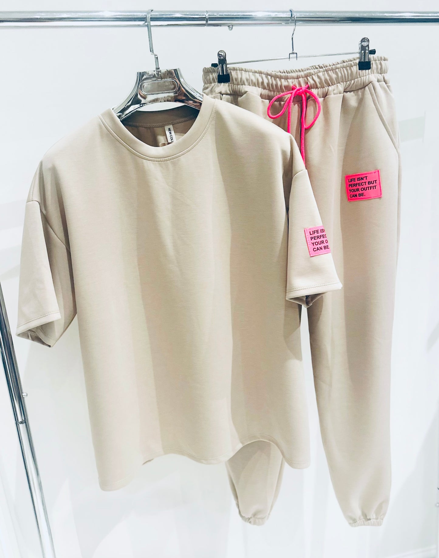 AMARA Beige TShirt & Joggers Tracksuit