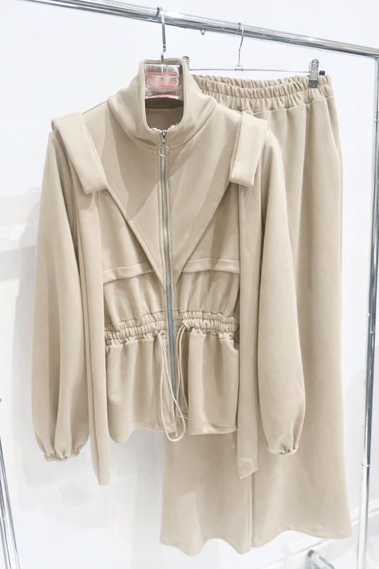 ROXIE Beige Zip Jacket & Joggers Co-Ord