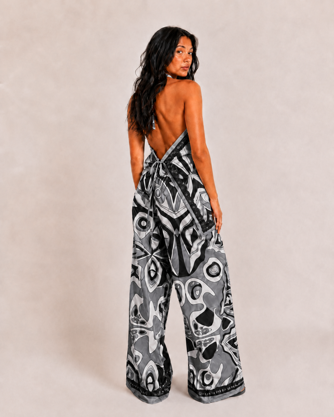 ISMERAI Black Halterneck Top & Trousers Co-Ord