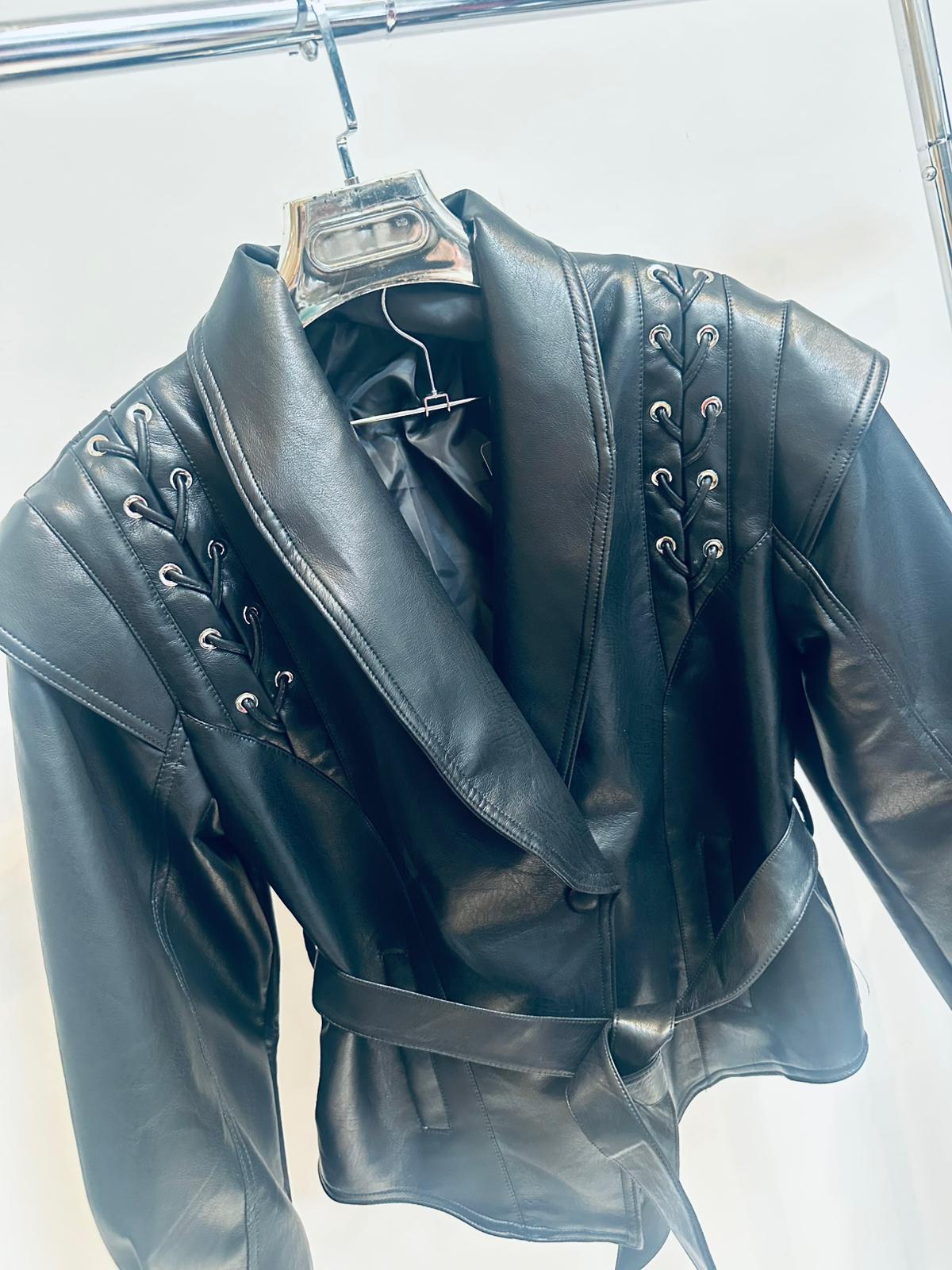 AGNETHA Black Faux Leather Jacket