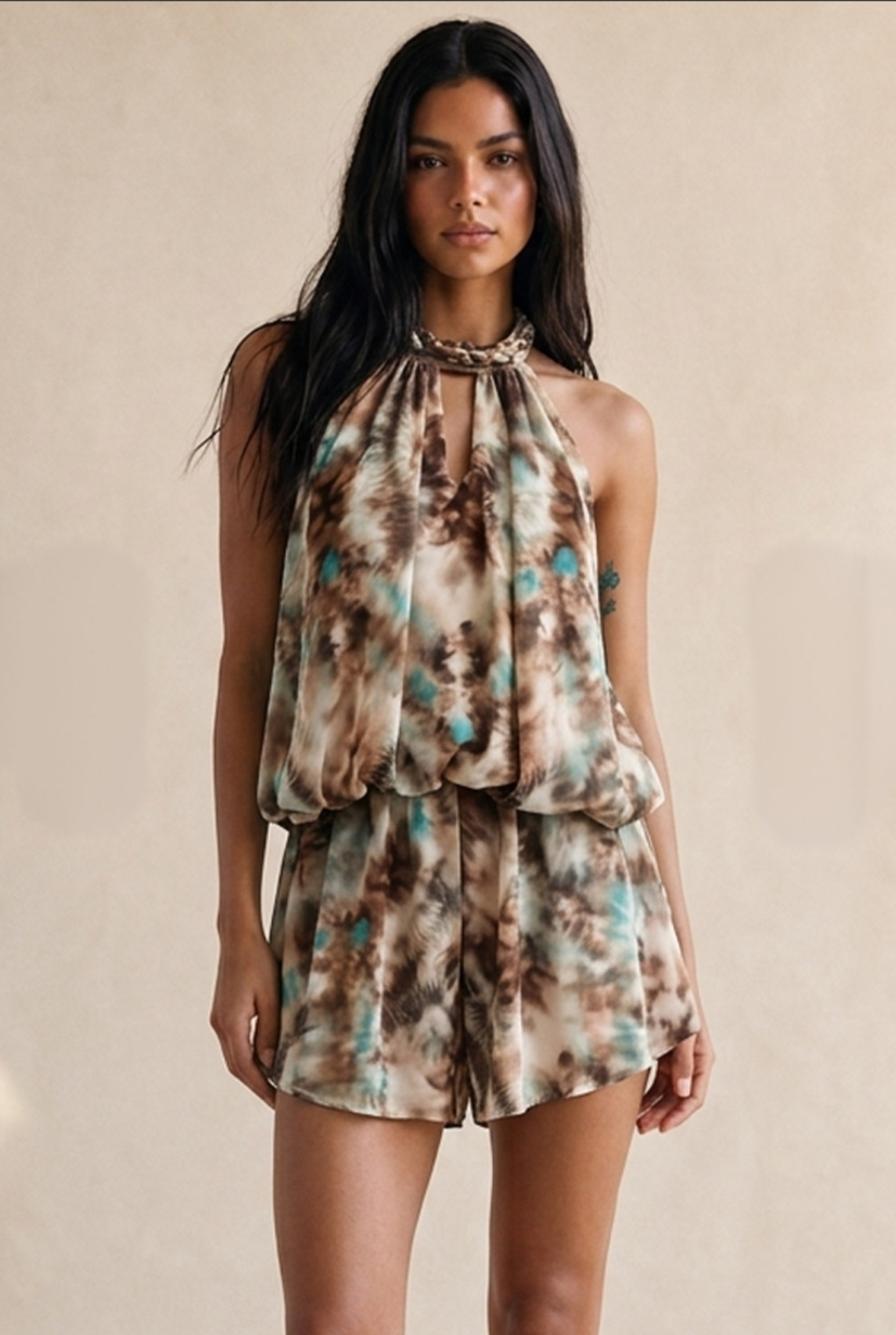 FIA Brown Tie Dye Playsuit