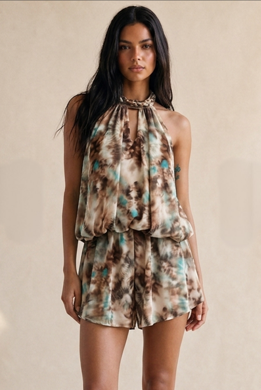 FIA Brown Tie Dye Playsuit
