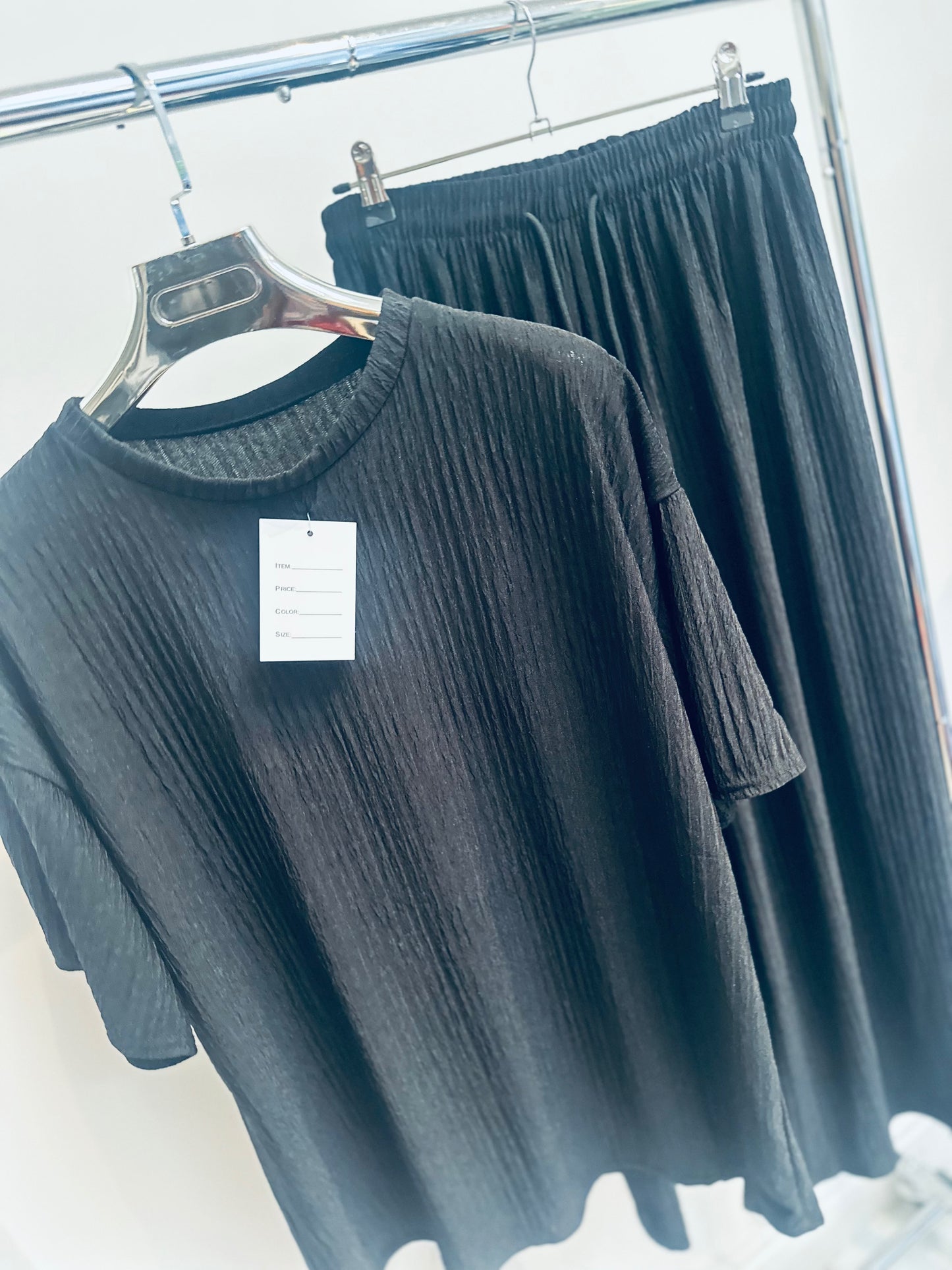 FABLE Black Textured TShirt & Trousers Co-Ord