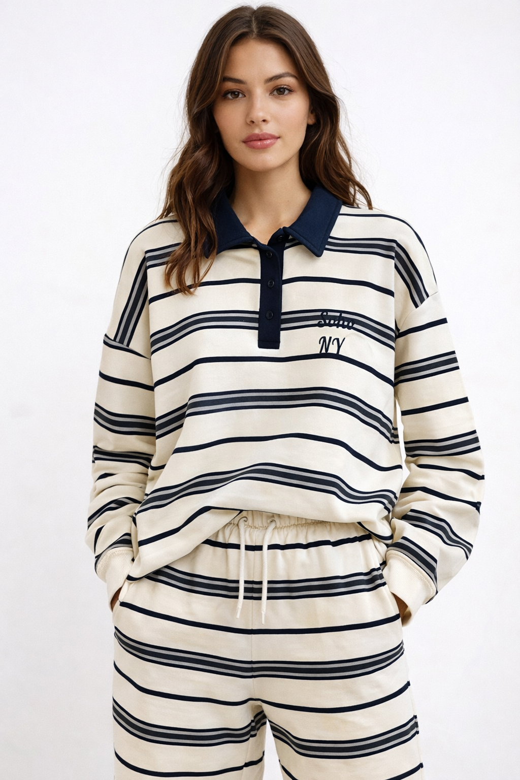 SOHO Navy Striped Rugby Jumper & Trousers Co-Ord